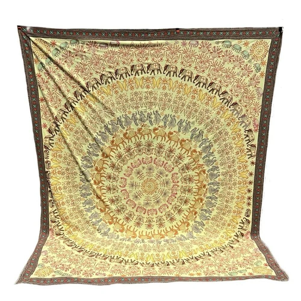 Vintage Handmade Bohemian Ethic‎ Embroidered Tapestry 85x102